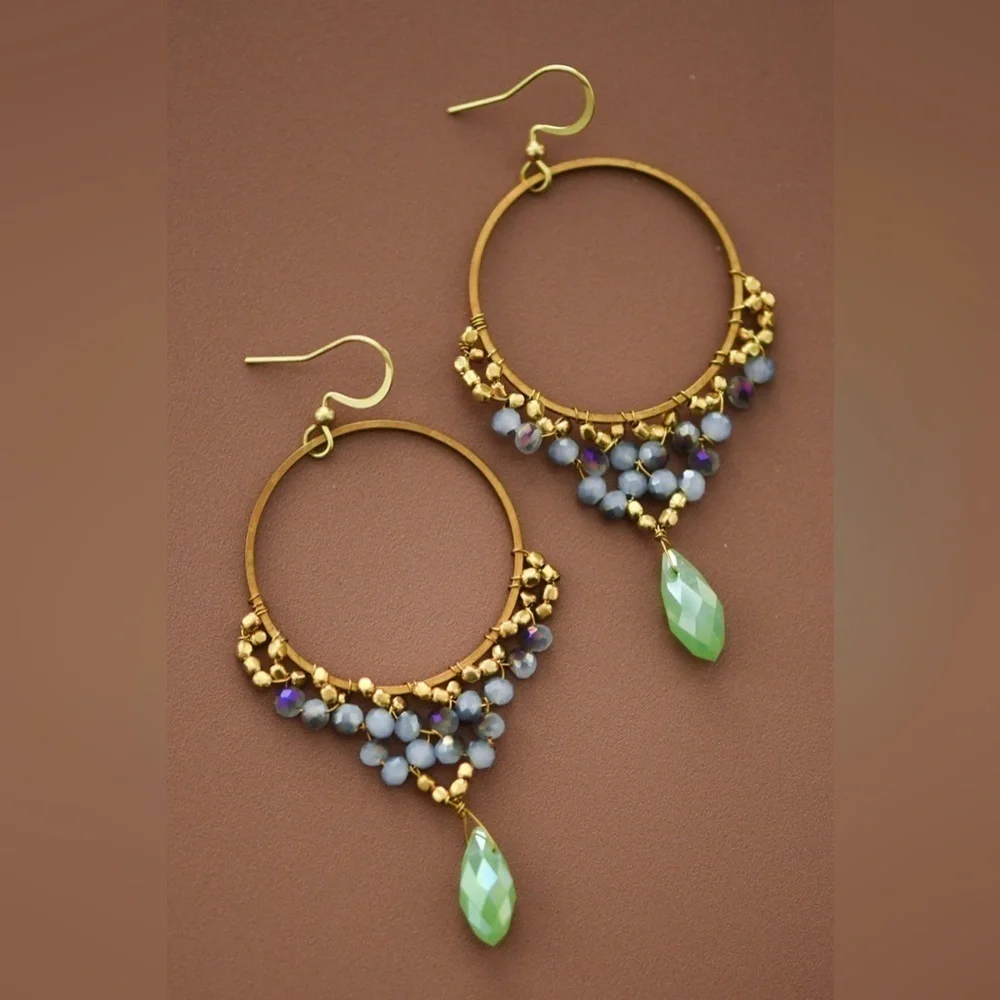 Boho‎ beaded drop earrings - Picture 2 of 4